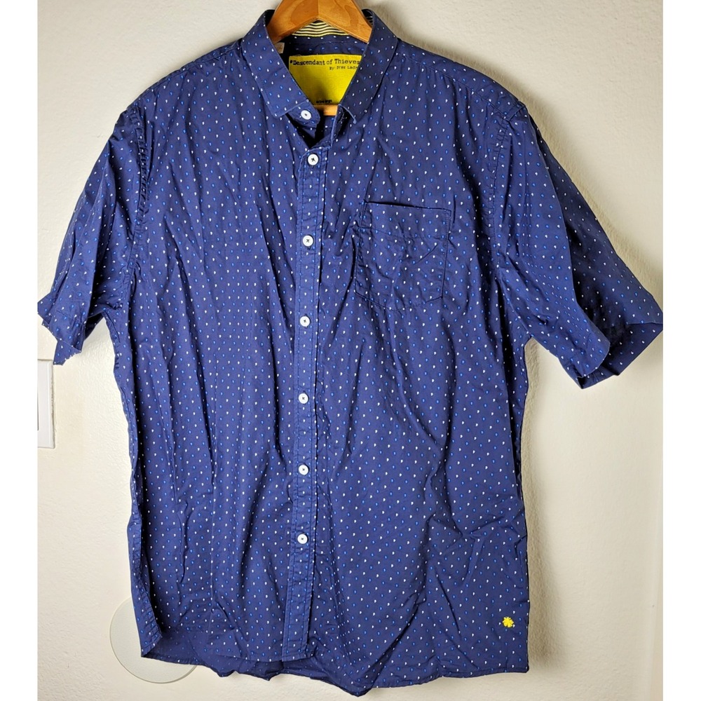 Descendant of Thieves Dres Ladro Sz XL 100% Cotton Blue Button Up Shirt